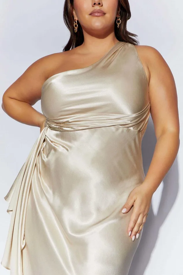 Meshki Maxi Dresses Women Calliope One Shoulder Maxi Dress 8211 Champagne Champagne