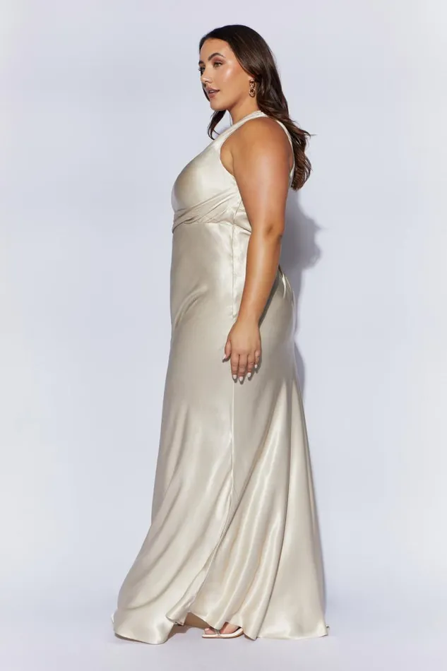 Meshki Maxi Dresses Women Calliope One Shoulder Maxi Dress 8211 Champagne Champagne