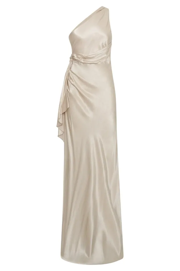 Meshki Maxi Dresses Women Calliope One Shoulder Maxi Dress 8211 Champagne Champagne