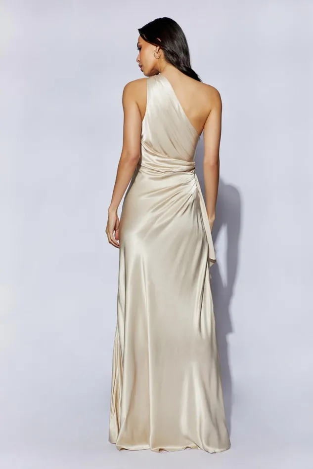 Meshki Maxi Dresses Women Calliope One Shoulder Maxi Dress 8211 Champagne Champagne
