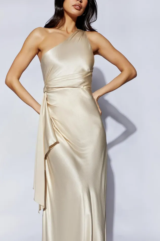 Meshki Maxi Dresses Women Calliope One Shoulder Maxi Dress 8211 Champagne Champagne