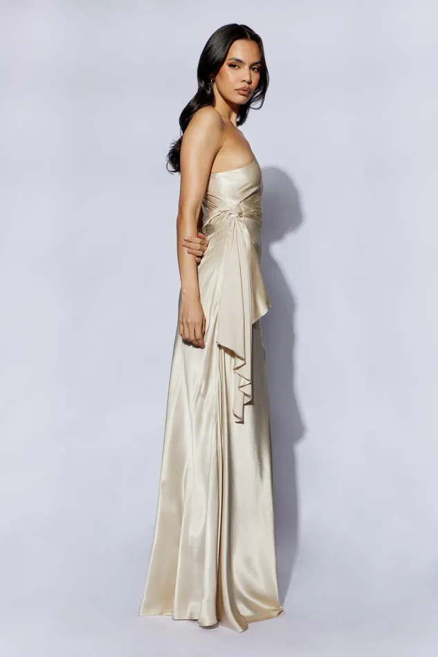 Meshki Maxi Dresses Women Calliope One Shoulder Maxi Dress 8211 Champagne Champagne