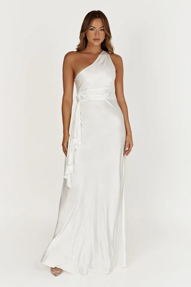 Meshki Maxi Dresses Women Calliope One Shoulder Maxi Dress 8211 White White