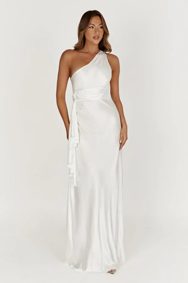 Meshki Maxi Dresses Women Calliope One Shoulder Maxi Dress 8211 White White