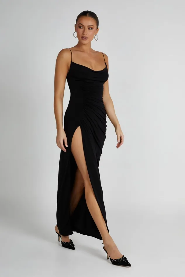 Meshki Maxi Dresses Women Candice Ruched Maxi Dress 8211 Black Black