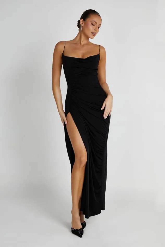 Meshki Maxi Dresses Women Candice Ruched Maxi Dress 8211 Black Black