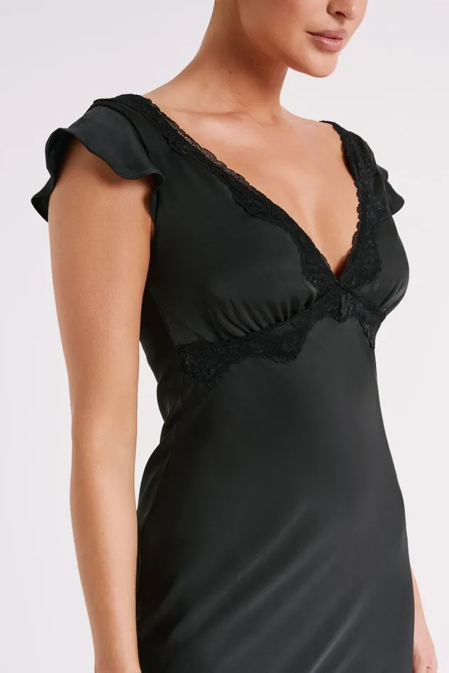 Meshki Maxi Dresses Women Chelsea Cap Sleeve Maxi Dress 8211 Black Black