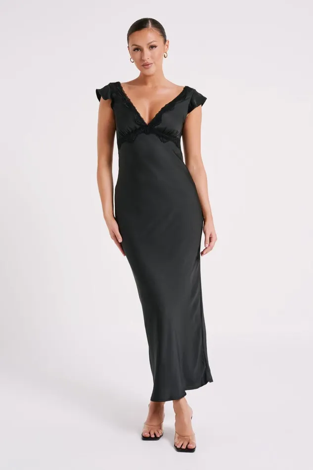 Meshki Maxi Dresses Women Chelsea Cap Sleeve Maxi Dress 8211 Black Black