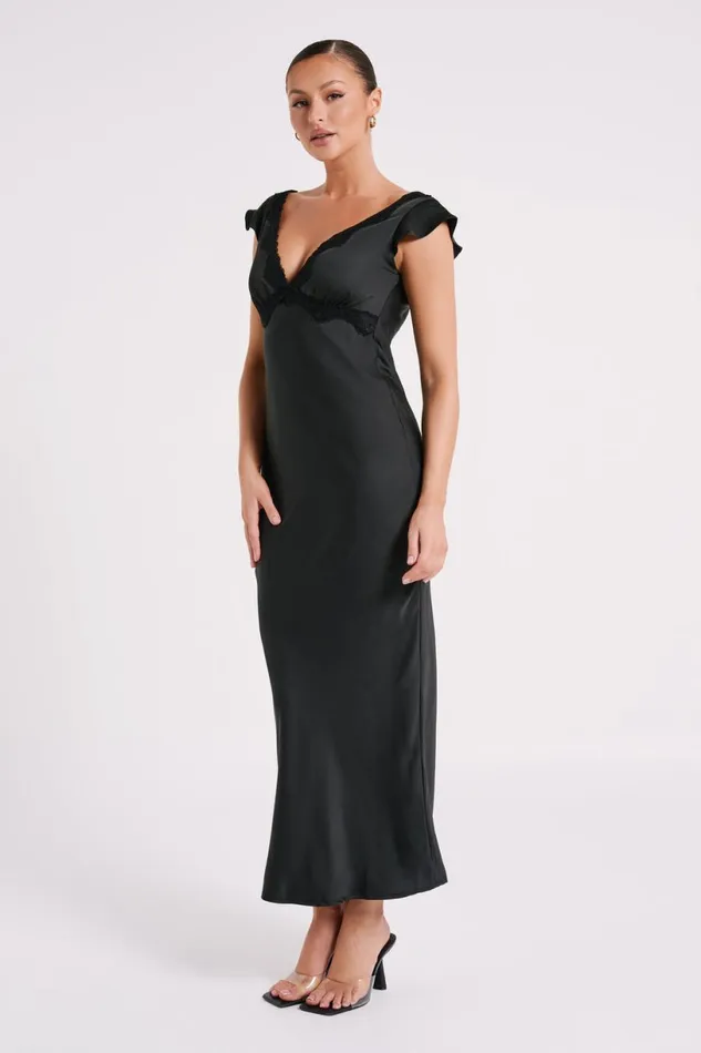 Meshki Maxi Dresses Women Chelsea Cap Sleeve Maxi Dress 8211 Black Black