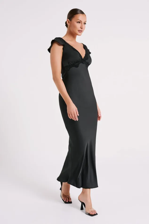 Meshki Maxi Dresses Women Chelsea Cap Sleeve Maxi Dress 8211 Black Black