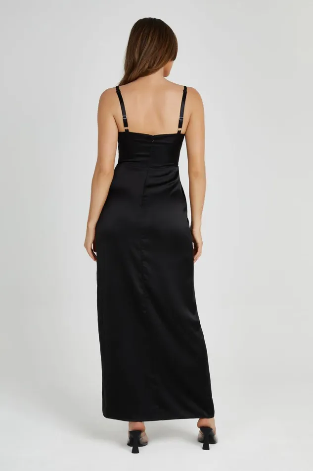 Meshki Maxi Dresses Women Cleo Satin Dress 8211 Black Black