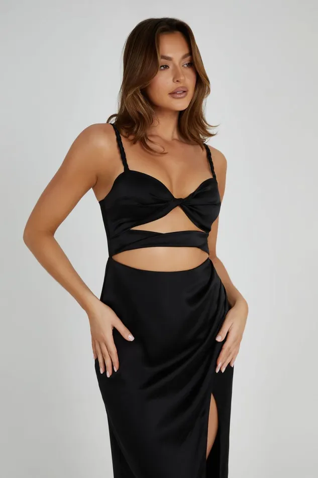 Meshki Maxi Dresses Women Cleo Satin Dress 8211 Black Black
