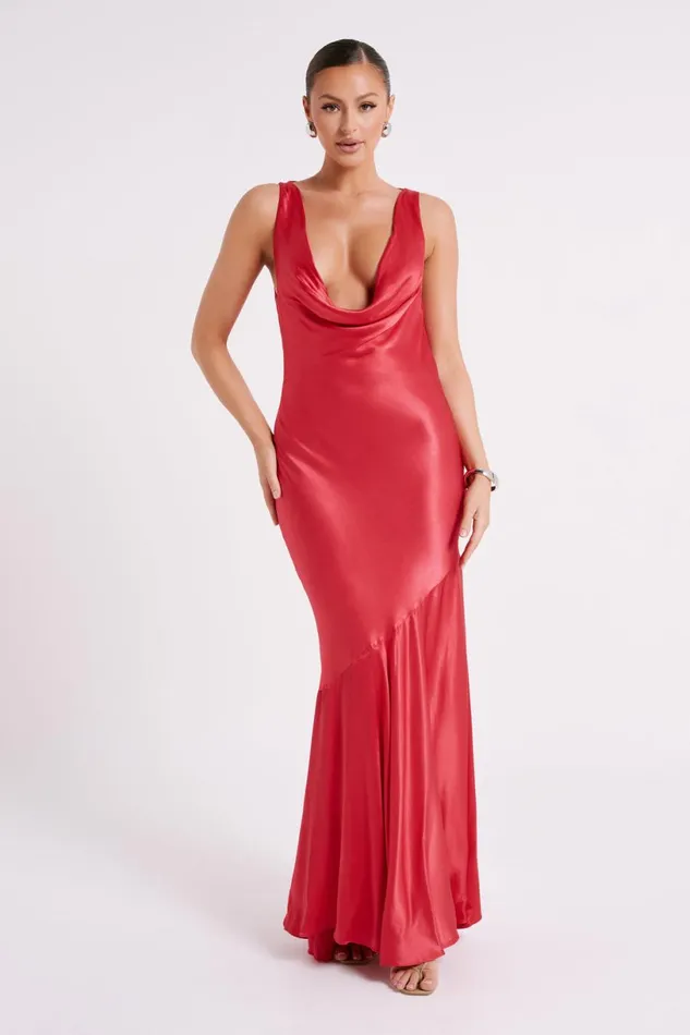 Meshki Maxi Dresses Women Ellison Satin Cowl Gown 8211 Red Red