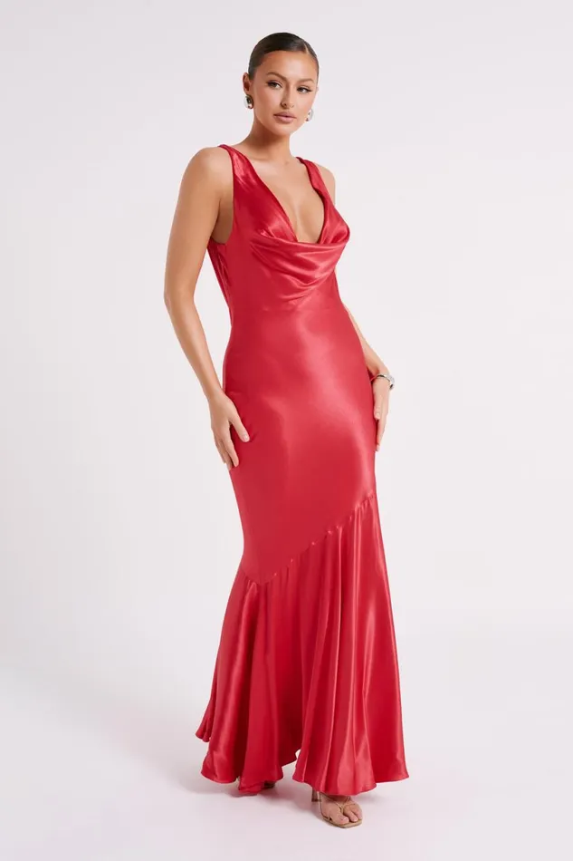 Meshki Maxi Dresses Women Ellison Satin Cowl Gown 8211 Red Red