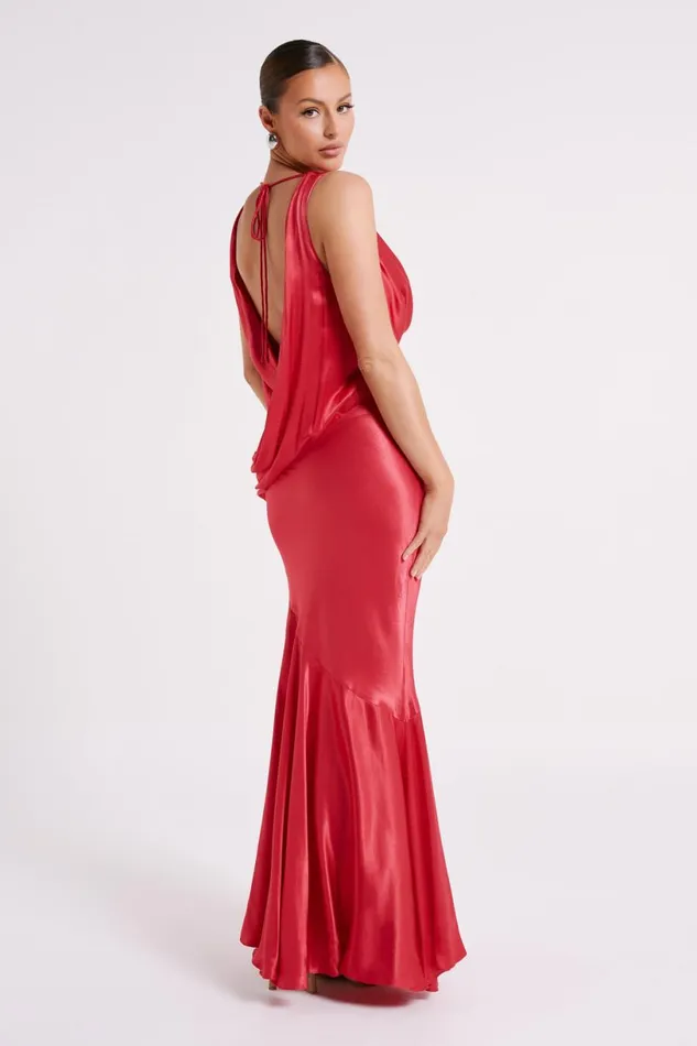 Meshki Maxi Dresses Women Ellison Satin Cowl Gown 8211 Red Red