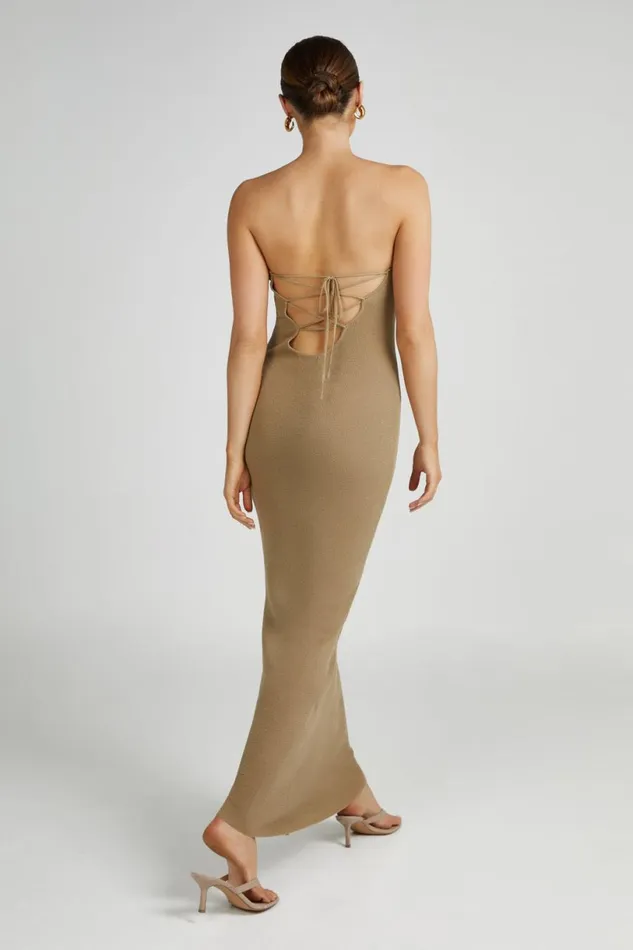 Meshki Maxi Dresses Women Emmy Strapless Knit Maxi Dress 8211 Olive Olive
