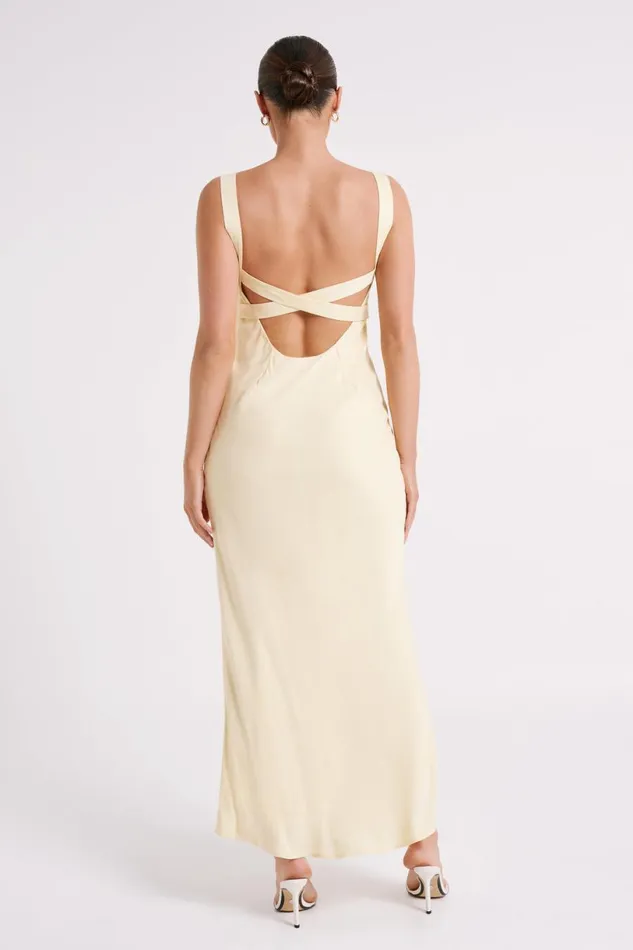 Meshki Maxi Dresses Women Ensley Satin Maxi Dress 8211 Yellow Yellow