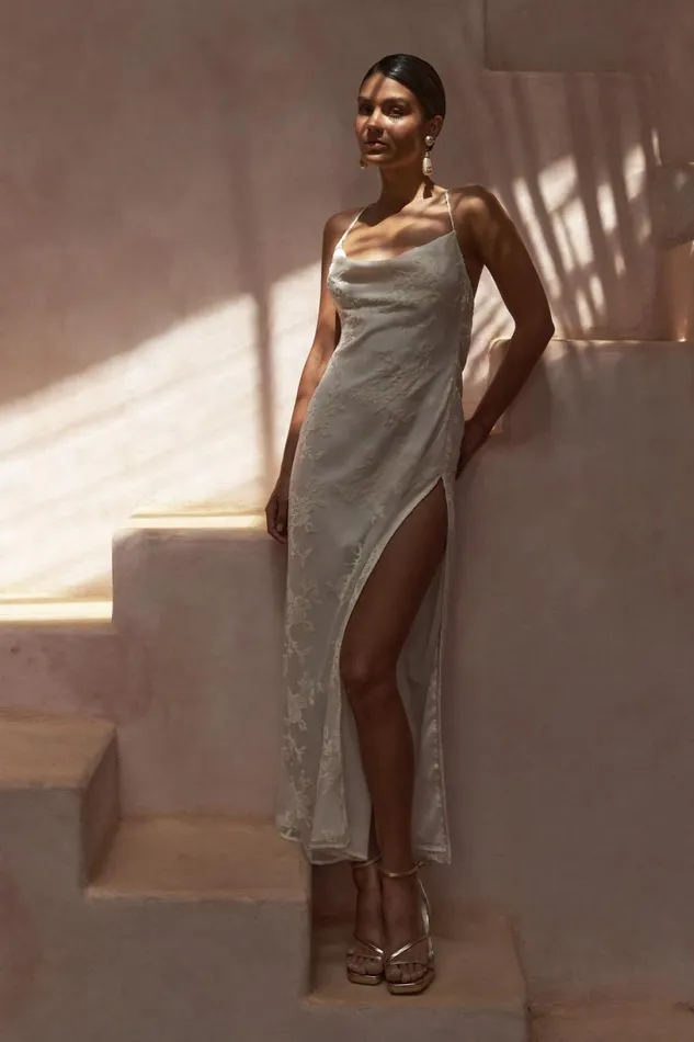Meshki Maxi Dresses Women Erika Burnout Velvet Maxi Dress 8211 White White