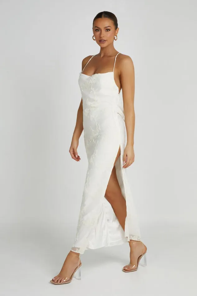 Meshki Maxi Dresses Women Erika Burnout Velvet Maxi Dress 8211 White White