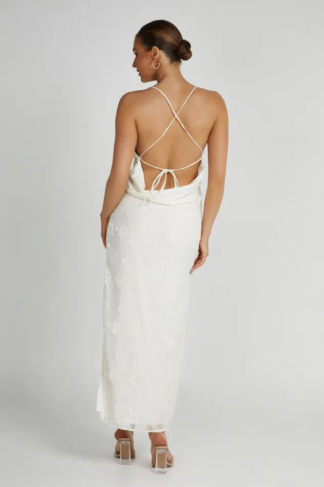 Meshki Maxi Dresses Women Erika Burnout Velvet Maxi Dress 8211 White White