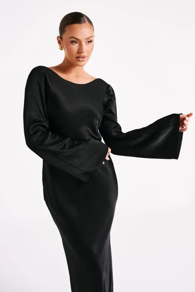 Meshki Maxi Dresses Women Fernanda Long Sleeve Maxi Dress 8211 Black Black