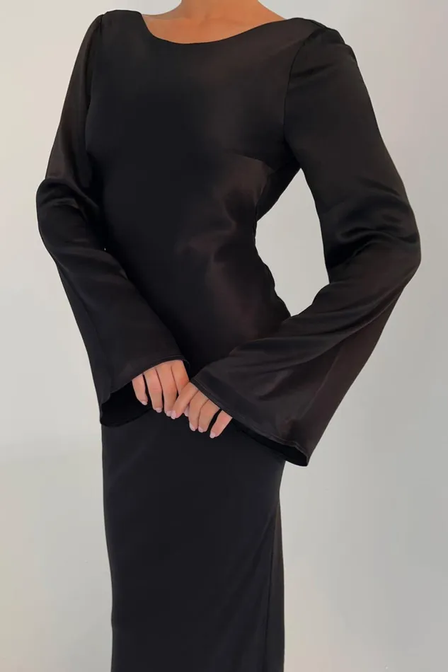 Meshki Maxi Dresses Women Fernanda Long Sleeve Maxi Dress 8211 Black Black