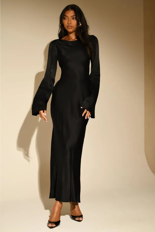 Meshki Maxi Dresses Women Fernanda Long Sleeve Maxi Dress 8211 Black Black