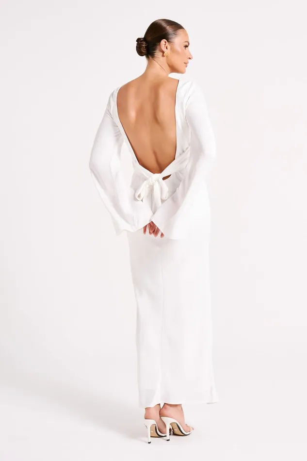 Meshki Maxi Dresses Women Fernanda Long Sleeve Maxi Dress 8211 White White