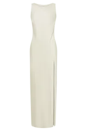Meshki Maxi Dresses Women Gemima Satin Maxi Dress With Split 8211 Ivory Ivory