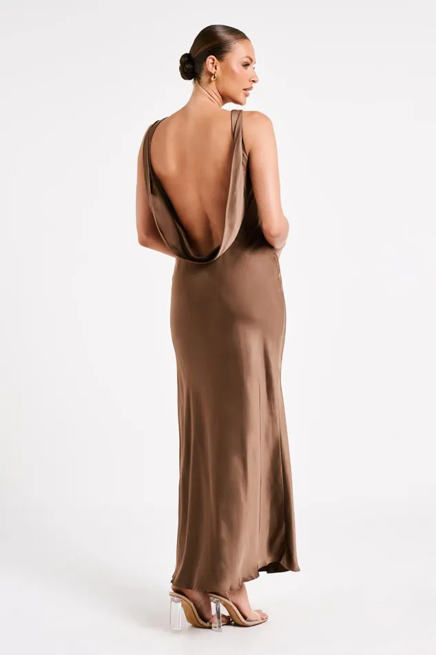Meshki Maxi Dresses Women Gemima Satin Maxi Dress With Split 8211 Mocha Mocha Meshki Maxi Dresses Women Gemima Satin Maxi Dress With Split 8211 Mocha Mocha