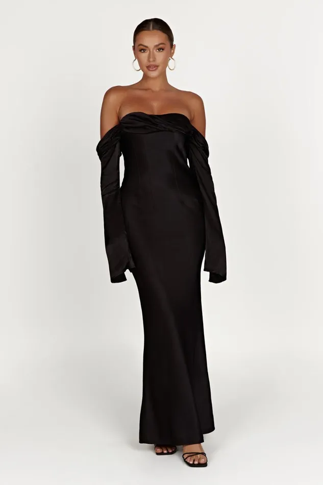 Meshki Maxi Dresses Women Giselle Off Shoulder Cowl Neck Maxi Dress 8211 Black Black Meshki Maxi Dresses Women Giselle Off Shoulder Cowl Neck Maxi Dress 8211 Black Black