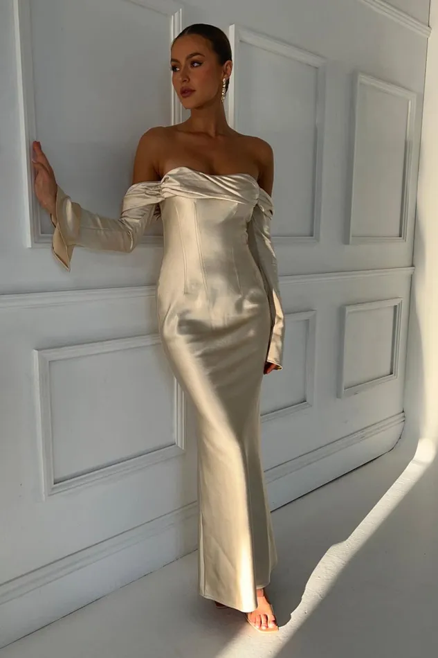 Meshki Maxi Dresses Women Giselle Off Shoulder Cowl Neck Maxi Dress 8211 Gold Gold Meshki Maxi Dresses Women Giselle Off Shoulder Cowl Neck Maxi Dress 8211 Gold Gold