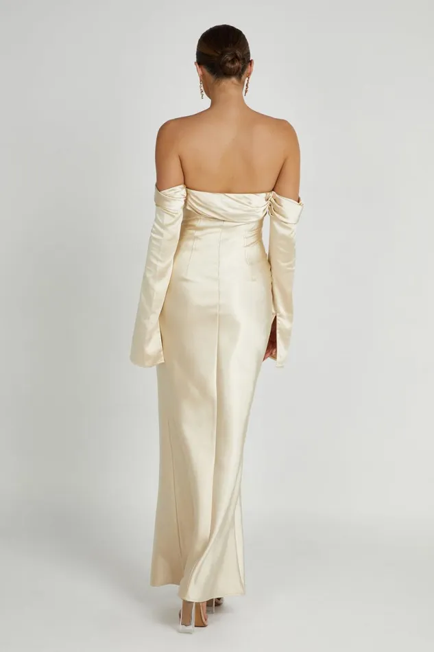 Meshki Maxi Dresses Women Giselle Off Shoulder Cowl Neck Maxi Dress 8211 Gold Gold Meshki Maxi Dresses Women Giselle Off Shoulder Cowl Neck Maxi Dress 8211 Gold Gold