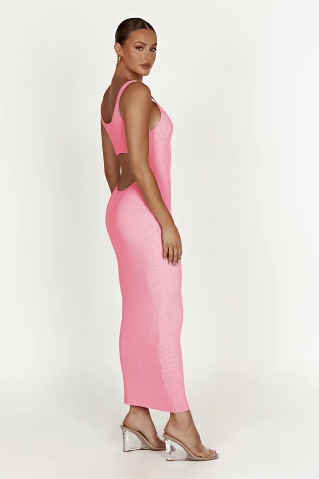 Meshki Maxi Dresses Women Hadley Backless Knit Maxi Dress 8211 Candy Pink Candypink