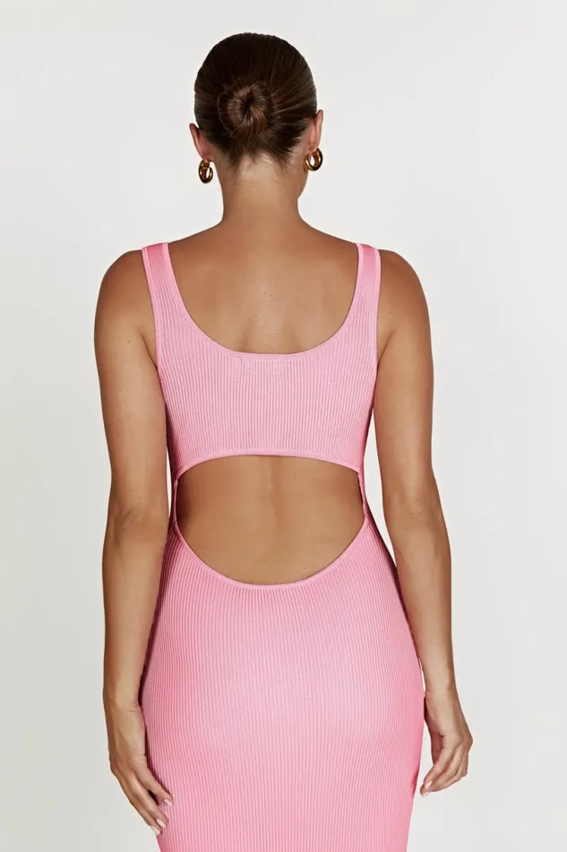 Meshki Maxi Dresses Women Hadley Backless Knit Maxi Dress 8211 Candy Pink Candypink