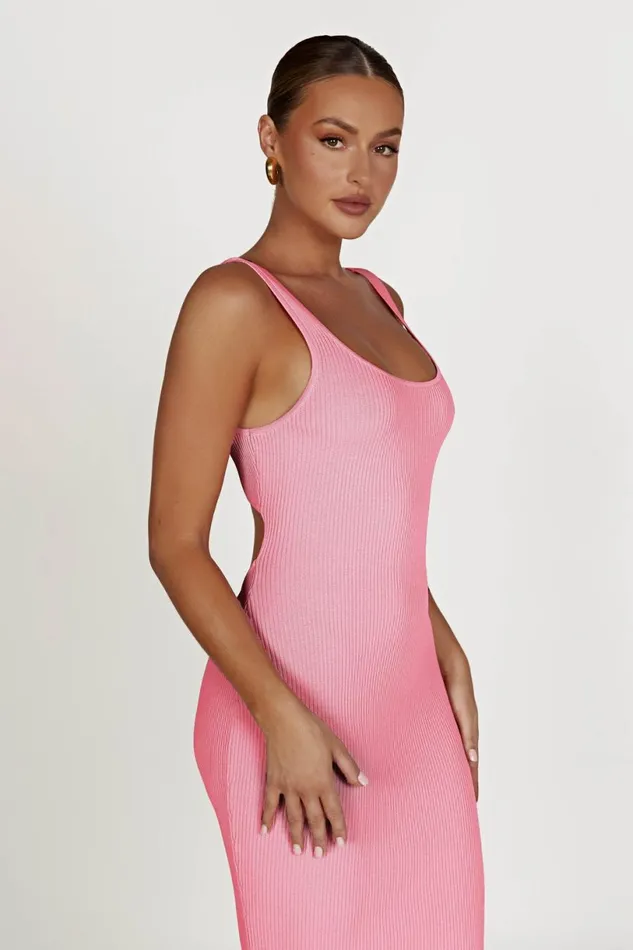 Meshki Maxi Dresses Women Hadley Backless Knit Maxi Dress 8211 Candy Pink Candypink