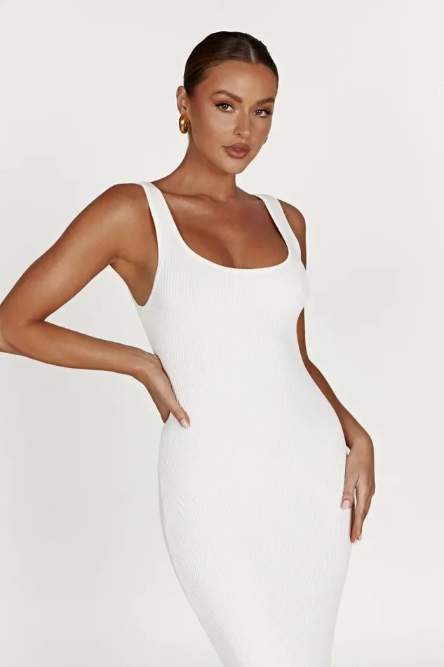 Meshki Maxi Dresses Women Hadley Backless Knit Maxi Dress 8211 White White