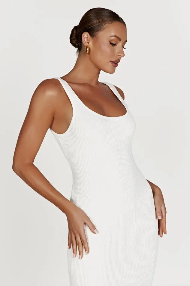 Meshki Maxi Dresses Women Hadley Backless Knit Maxi Dress 8211 White White