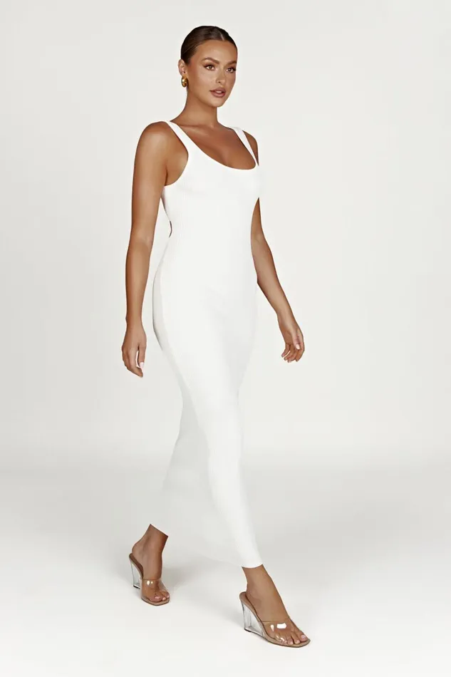 Meshki Maxi Dresses Women Hadley Backless Knit Maxi Dress 8211 White White