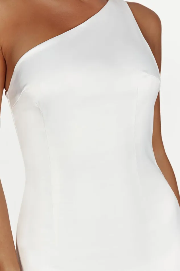 Meshki Maxi Dresses Women Harper One Shoulder Gown 8211 White White