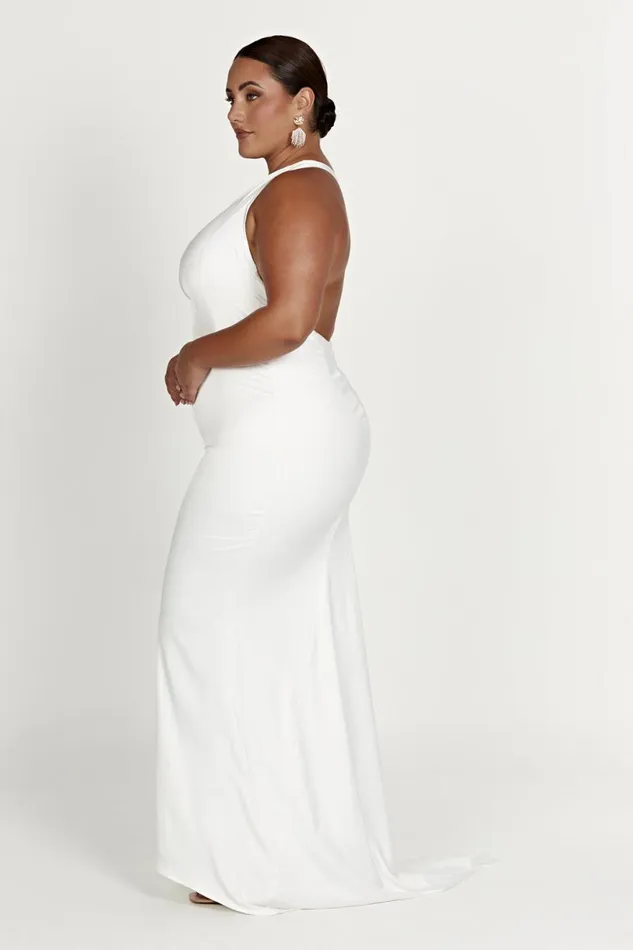 Meshki Maxi Dresses Women Harper One Shoulder Gown 8211 White White
