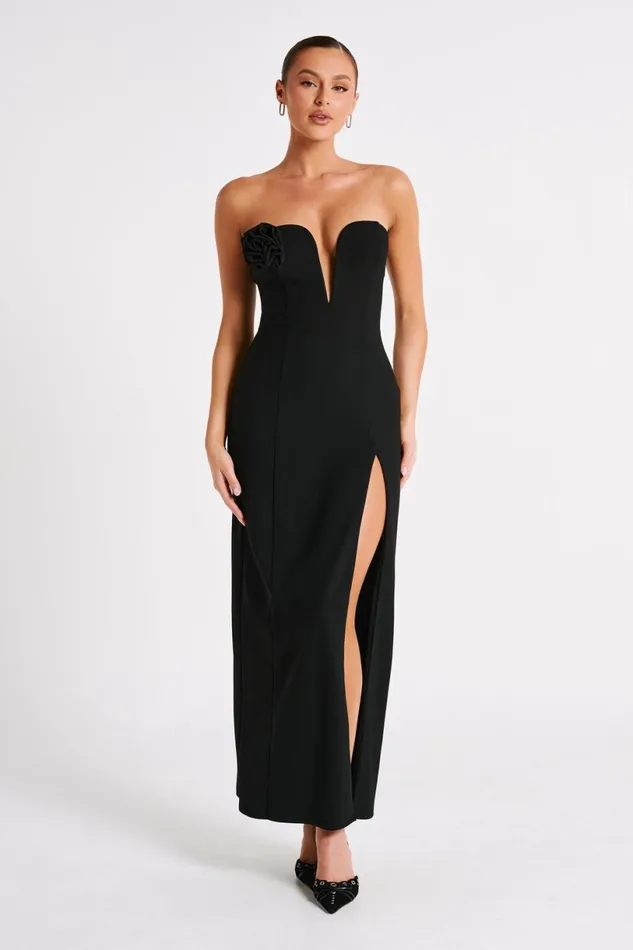 Meshki Maxi Dresses Women Haven Strapless Rose Maxi Dress 8211 Black Black