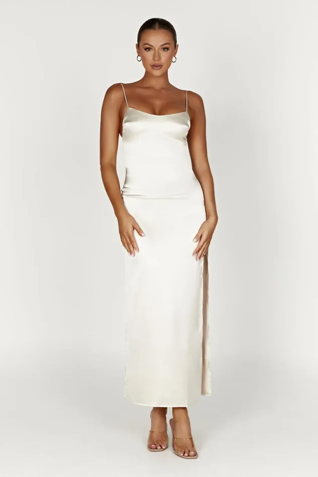 Meshki Maxi Dresses Women Jacinda Satin Slip Maxi Dress 8211 Ivory Ivory