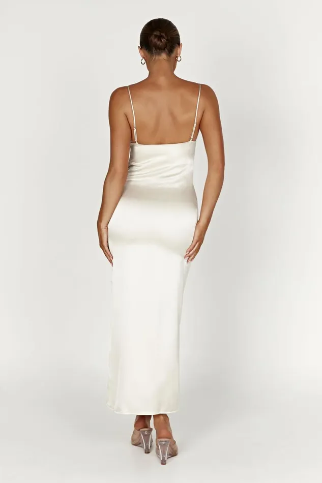 Meshki Maxi Dresses Women Jacinda Satin Slip Maxi Dress 8211 Ivory Ivory