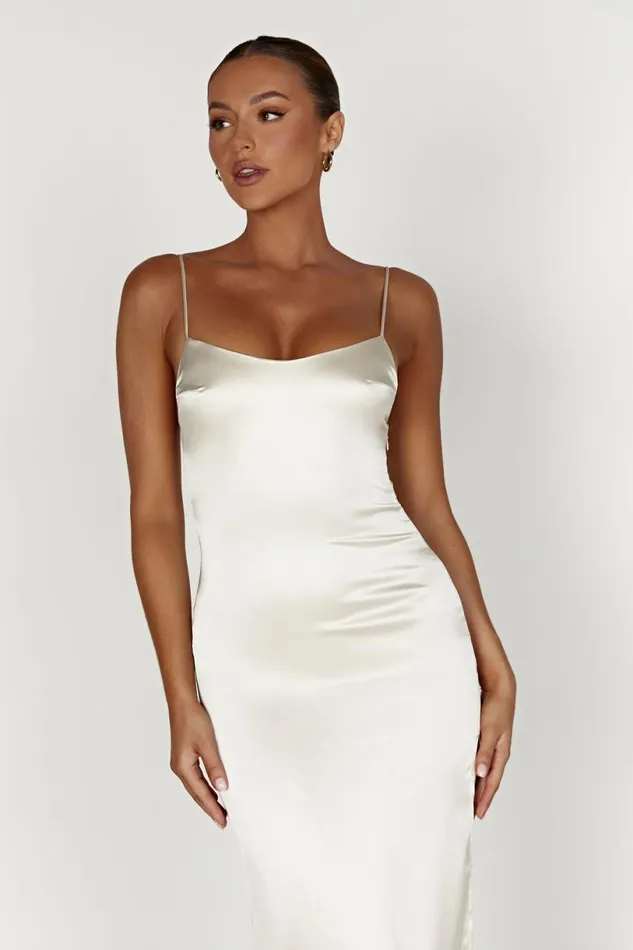 Meshki Maxi Dresses Women Jacinda Satin Slip Maxi Dress 8211 Ivory Ivory