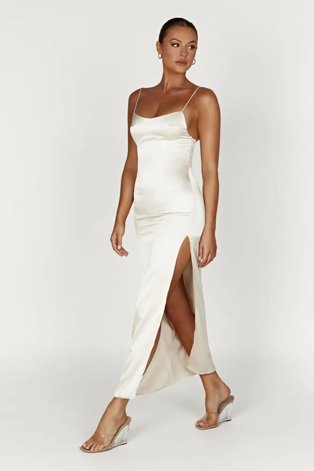 Meshki Maxi Dresses Women Jacinda Satin Slip Maxi Dress 8211 Ivory Ivory