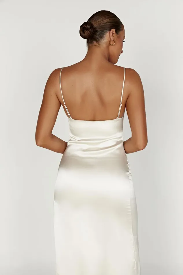 Meshki Maxi Dresses Women Jacinda Satin Slip Maxi Dress 8211 Ivory Ivory
