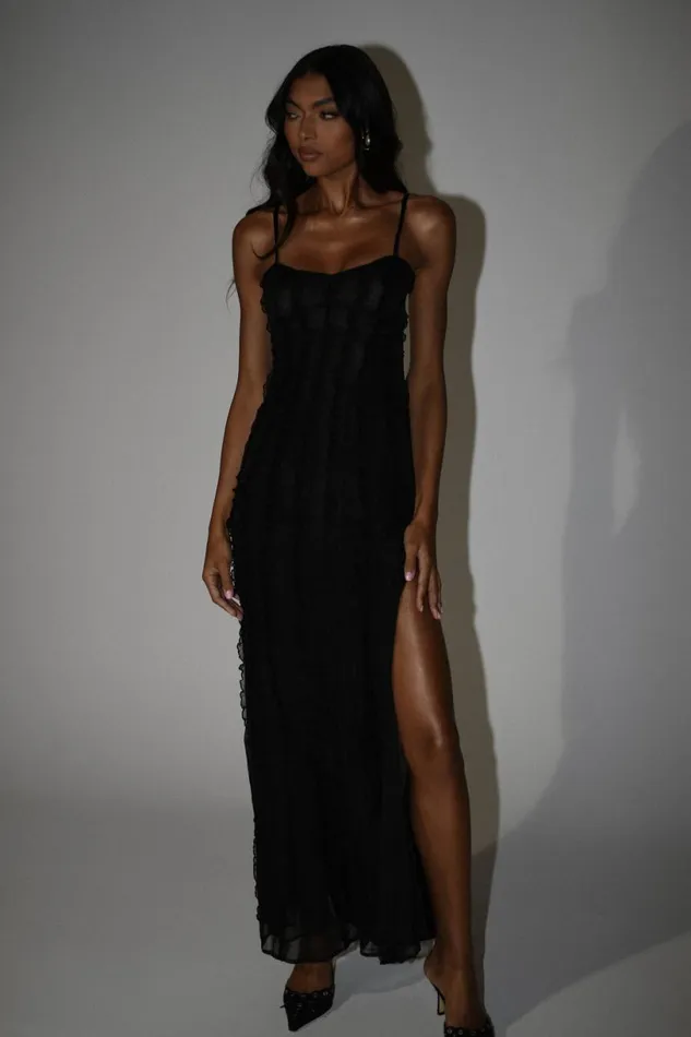 Meshki Maxi Dresses Women Jacinta Chiffon Maxi Dress 8211 Black Black