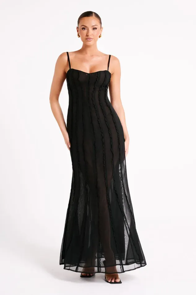 Meshki Maxi Dresses Women Jacinta Chiffon Maxi Dress 8211 Black Black