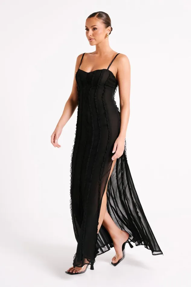 Meshki Maxi Dresses Women Jacinta Chiffon Maxi Dress 8211 Black Black